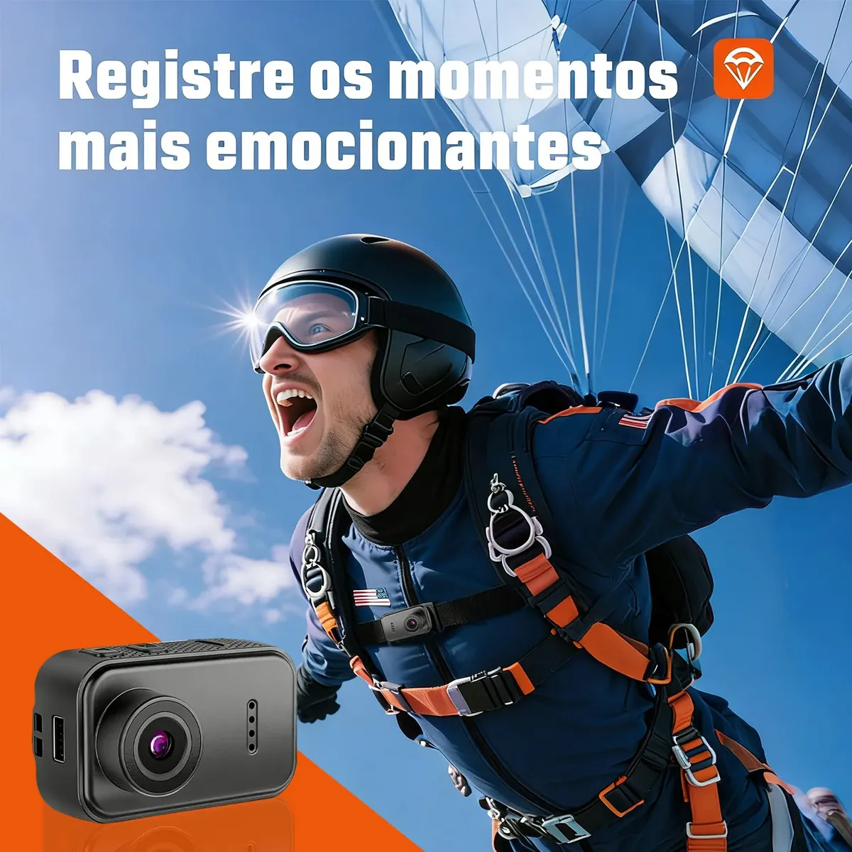 Pessoa praticando atividade esportiva com a Mini Câmera F2